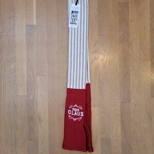 Demdaco Kitchen Towel Boa Christmas Theme Mrs Clause Red White Green Striped NEW